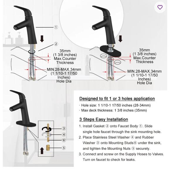 Single-Hole Single-handle Bathroom Faucet with Drain Assembly 13397004 - Picture 3 of 4
